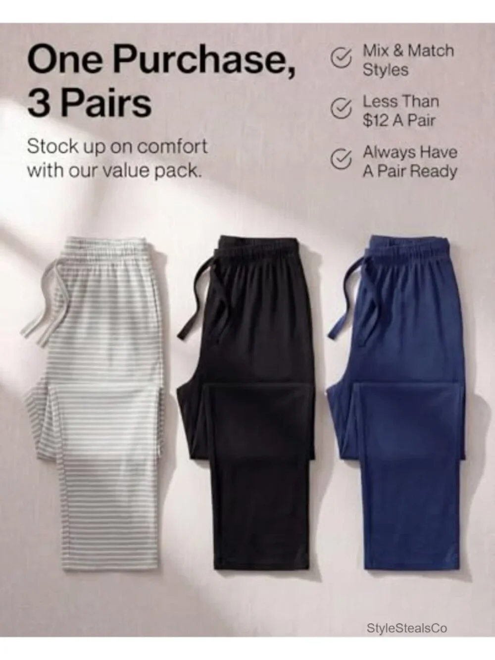 Women's Ultra-Soft Comfy Pajama Lounge Pants Sleepwear 3-Pack